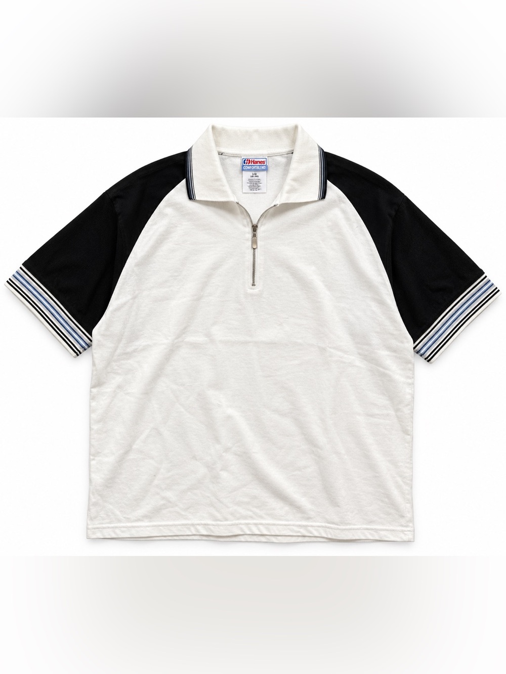 Vintage Men’s golf polo Zip-Front Black Sleeves large made in USA